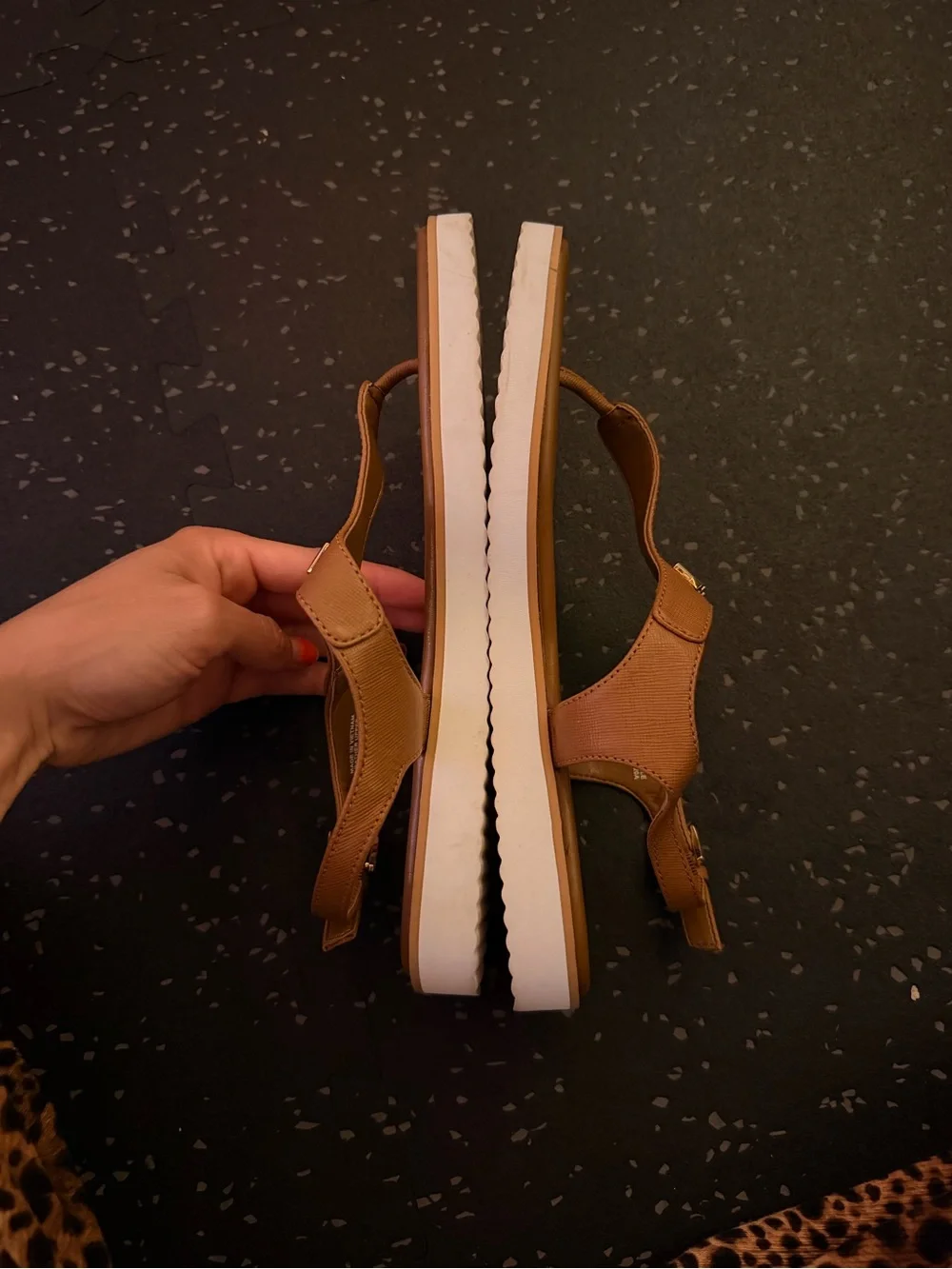 Michael Kors Tan Leather Slide Sandals